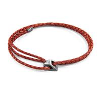 ANCHOR & CREW Men's Arthur Silver & Braided Leather SKINNY Bracelet in Red ANCHOR & CREW Red One Size