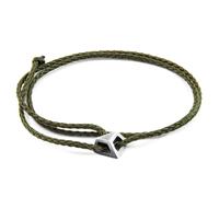 ANCHOR & CREW Men's Arthur Silver & Rope SKINNY Bracelet in Green ANCHOR & CREW Green One Size