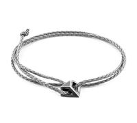 ANCHOR & CREW Men's Arthur Silver & Rope SKINNY Bracelet in Grey ANCHOR & CREW Grey One Size
