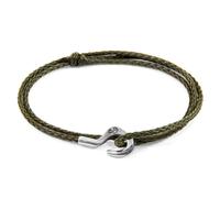 ANCHOR & CREW Men's Charles Silver & Rope SKINNY Bracelet in Green ANCHOR & CREW Green One Size