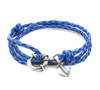 ANCHOR & CREW Men's Clyde Anchor Silver & Braided Leather Bracelet in Blue ANCHOR & CREW Blue One Size