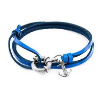 ANCHOR & CREW Men's Clyde Anchor Silver & Flat Leather Bracelet in Blue ANCHOR & CREW Blue One Size
