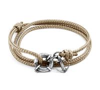 ANCHOR & CREW Men's Clyde Anchor Silver & Rope Bracelet in Light Brown ANCHOR & CREW Light Brown One Size