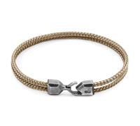 ANCHOR & CREW Men's Cromer Silver & Rope Bracelet in Light Brown | Size: 23 cm ANCHOR & CREW Light Brown 23 cm