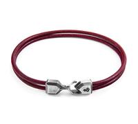 ANCHOR & CREW Men's Cromer Silver & Round Leather Bracelet in Red | Size: 21 cm ANCHOR & CREW Red 21 cm