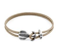ANCHOR & CREW Men's Delta Anchor Silver & Rope Bracelet in Light Brown | Size: 23 cm ANCHOR & CREW Light Brown 23 cm