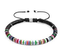 ANCHOR & CREW Men's Kariba Silver & Vinyl Disc Macrame Bracelet ANCHOR & CREW Multicolor One Size