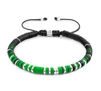 ANCHOR & CREW Men's Kariba Silver & Vinyl Disc Macrame Bracelet in Green ANCHOR & CREW Green One Size