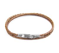 ANCHOR & CREW Men's Liverpool Silver & Braided Leather Bracelet in Light Brown | Size: 19 cm ANCHOR & CREW Light Brown 19 cm