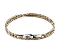 ANCHOR & CREW Men's Liverpool Silver & Rope Bracelet in Light Brown | Size: 23 cm ANCHOR & CREW Light Brown 23 cm