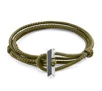 ANCHOR & CREW Men's Oxford Silver & Rope Bracelet in Green ANCHOR & CREW Green One Size