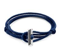 ANCHOR & CREW Men's Oxford Silver & Rope Bracelet in Navy ANCHOR & CREW Navy One Size
