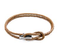 ANCHOR & CREW Men's Padstow Silver & Braided Leather Bracelet in Light Brown | Size: 23 cm ANCHOR & CREW Light Brown 23 cm