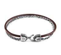 ANCHOR & CREW Men's Staysail Mast Silver & Round Leather Bracelet in Brown | Size: 21 cm ANCHOR & CREW Brown 21 cm