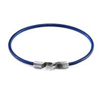 ANCHOR & CREW Men's Talbot Silver & Round Leather Bracelet in Blue | Size: 23 cm ANCHOR & CREW Blue 23 cm
