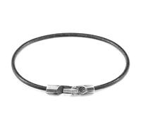 ANCHOR & CREW Men's Talbot Silver & Round Leather Bracelet in Grey | Size: 21 cm ANCHOR & CREW Grey 21 cm
