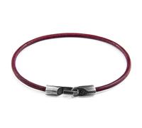ANCHOR & CREW Men's Talbot Silver & Round Leather Bracelet in Red | Size: 19 cm ANCHOR & CREW Red 19 cm