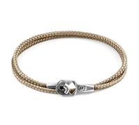 ANCHOR & CREW Men's Tenby Silver & Rope Bracelet in Light Brown | Size: 23 cm ANCHOR & CREW Light Brown 23 cm