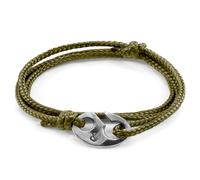 ANCHOR & CREW Men's Windsor Silver & Rope Bracelet in Green ANCHOR & CREW Green One Size