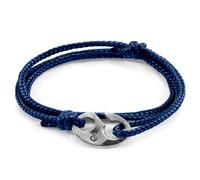 ANCHOR & CREW Men's Windsor Silver & Rope Bracelet in Navy ANCHOR & CREW Navy One Size