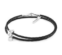 Anchor & Crew Midnight Black GUSTATORY Coffee Moka Pot Silver and Braided Leather Bracelet - S - 19cm (Most Popular) - Gift Wrapped (Paper & Bow) +£1.50