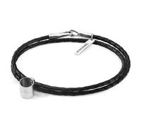 Anchor & Crew Midnight Black GUSTATORY Coffee Mug Silver and Braided Leather Bracelet - XS - 17cm