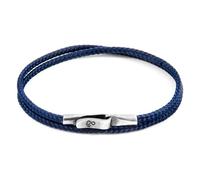 ANCHOR & CREW Navy Blue Liverpool Silver and Rope Bracelet - Mens - 21cm