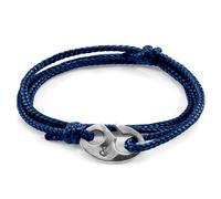 Anchor & Crew Navy Blue Windsor Silver and Rope Bracelet