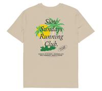 ANCHOR & CREW Palm Tree Slow Sundays Running Club Cotton T-Shirt in Camel | Size: Medium ANCHOR & CREW Camel M