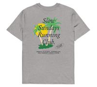 ANCHOR & CREW Palm Tree Slow Sundays Running Club Cotton T-Shirt in Light Grey | Size: Medium ANCHOR & CREW Light Grey M