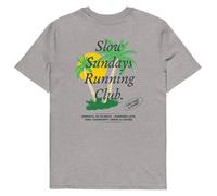 ANCHOR & CREW Palm Tree Slow Sundays Running Club Cotton T-Shirt in Light Grey | Size: Small ANCHOR & CREW Light Grey S