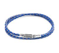 Anchor & Crew Royal Blue Liverpool Silver and Braided Leather Bracelet - L - 23cm - Gift Wrapped (Paper & Bow) +£1.50