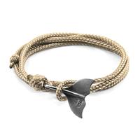 Anchor & Crew Sand Brown Think Ocean Big Whale Silver and Rope Bracelet