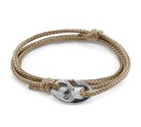 Anchor & Crew Sand Brown Windsor Silver and Rope Bracelet