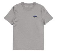 ANCHOR & CREW Shark Gone Swimming In The Wild Cotton Embroidered T-Shirt in Light Grey | Size: Small ANCHOR & CREW Light Grey S