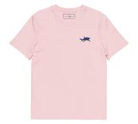 ANCHOR & CREW Shark Gone Swimming In The Wild Cotton Embroidered T-Shirt in Pink | Size: Small ANCHOR & CREW Pink S