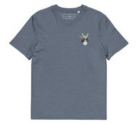 Anchor & Crew The Drummer Monkey Organic Cotton Embroidered T-Shirt - L - Dark Heather Blue