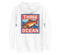 Anchor & Crew Think Ocean Fish Pixel Art Cotton Blend Hoodie - XL - White