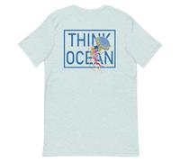 Anchor & Crew Think Ocean Jellyfish Fluorescence Cotton Embroidered T-Shirt - L - Heather Ice Blue