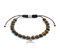 Anchor & Crew Think Ocean Mini Whale Silver and Stone Macrame Bracelet - Brown Tigers Eye - Gift Wrapped (Paper & Bow) +£1.50