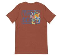 Anchor & Crew Think Ocean Octopus Fluorescence Cotton Embroidered T-Shirt - M - Heather Clay Red