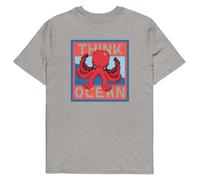 Anchor & Crew Think Ocean Octopus Pixel Art Organic Cotton T-Shirt - 2XL - Heather Grey