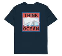 Anchor & Crew Think Ocean Polar Bear Pixel Art Organic Cotton T-Shirt - S - Navy Blue