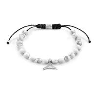 Anchor & Crew White Howlite Think Ocean Mini Whale Silver and Stone Macrame Bracelet