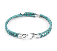 ANCHOR & CREW Women's Conway Silver & Braided Leather Bracelet in Turquoise | Size: 21 cm ANCHOR & CREW Turquoise 21 cm