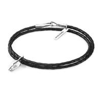 Midnight Black GUSTATORY Coffee Bean Silver and Braided Leather Bracelet ANCHOR & CREW Black 23cm