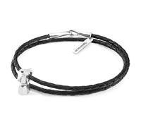 Midnight Black GUSTATORY Coffee Moka Pot Silver and Braided Leather Bracelet ANCHOR & CREW Black 21cm