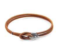 ANCHOR & CREW Women's Orla Silver & Nappa Leather Bracelet in Light Brown | Size: 23 cm ANCHOR & CREW Light Brown 23 cm