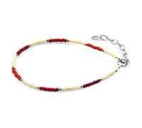 ANCHOR & CREW Women's Zoey Silver & Miyoko Glass Bracelet in Red ANCHOR & CREW Red One Size