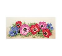 Anchor Cross Stitch Kit: Spray of Anemones, Multi, 18 x 47cm